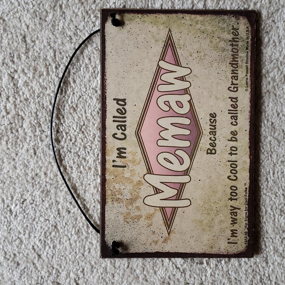 NWOT Memaw Wall Plaque